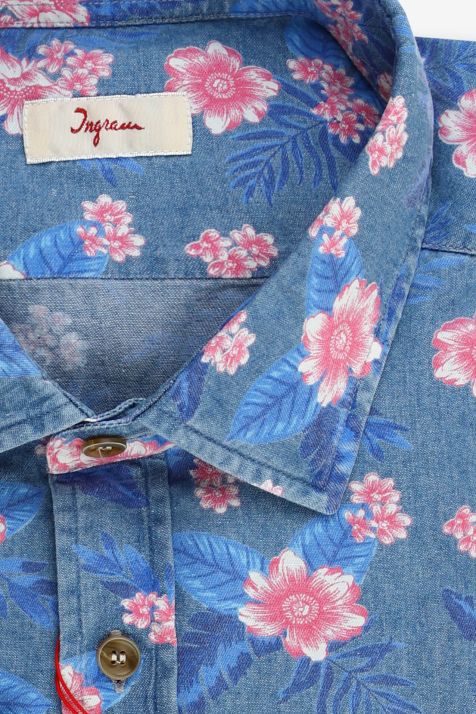 Camicia Uomo Ingram Regular Fantasia 100% cotone collo Francese Manica lunga