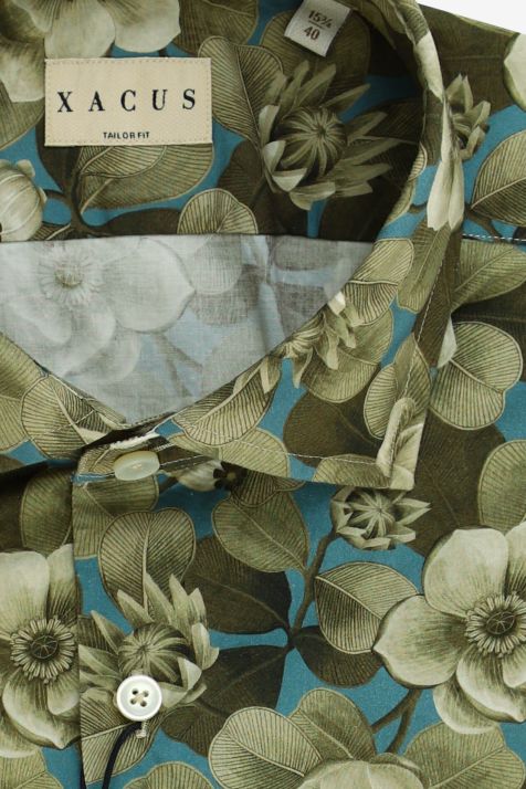 Camicia Uomo Xacus Regular Fantasia 100% cotone collo Francese Manica lunga