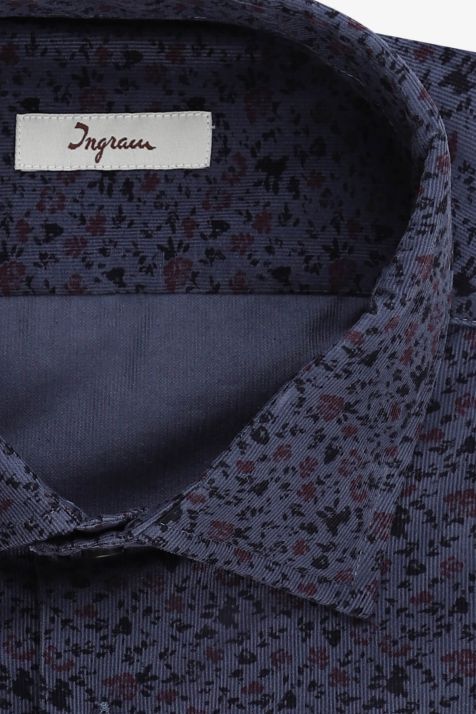 Camicia Uomo Ingram Regular Fantasia 100% cotone collo Italiano Manica lunga