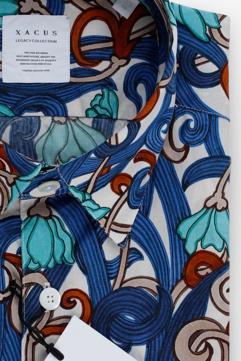 Camicia Uomo Xacus Regular Fantasia 70% poliestere 30% cotone collo Italiano Manica corta