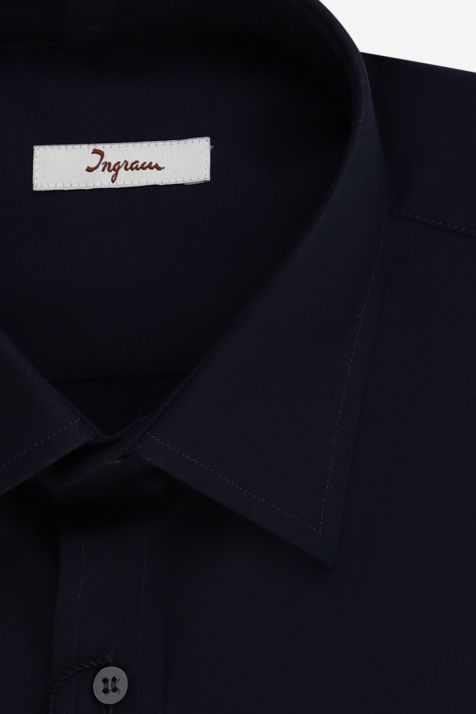 Camicia Uomo Ingram Classic Tinta unita 100% cotone collo Italiano Manica lunga