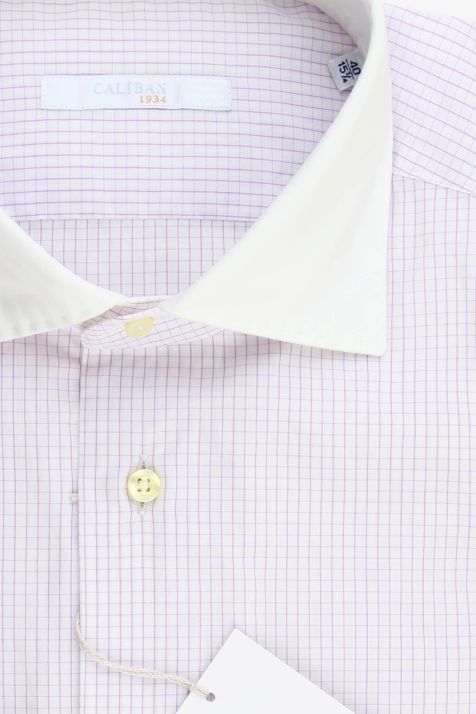 Camicia Uomo Caliban Slim Quadri 100% cotone collo Italiano Manica lunga