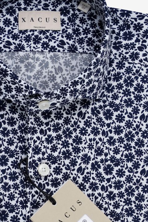Camicia Uomo Xacus Regular Fantasia 100% Cotone lavato collo Francese Manica lunga
