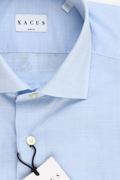 Camicia Uomo Xacus Slim Tinta unita 100% cotone collo Francese Manica lunga