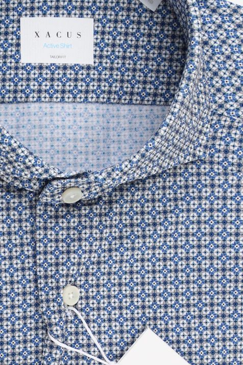 Camicia Uomo Xacus Regular Micro disegno 84% poliammide 16% elastan collo Francese Manica lunga