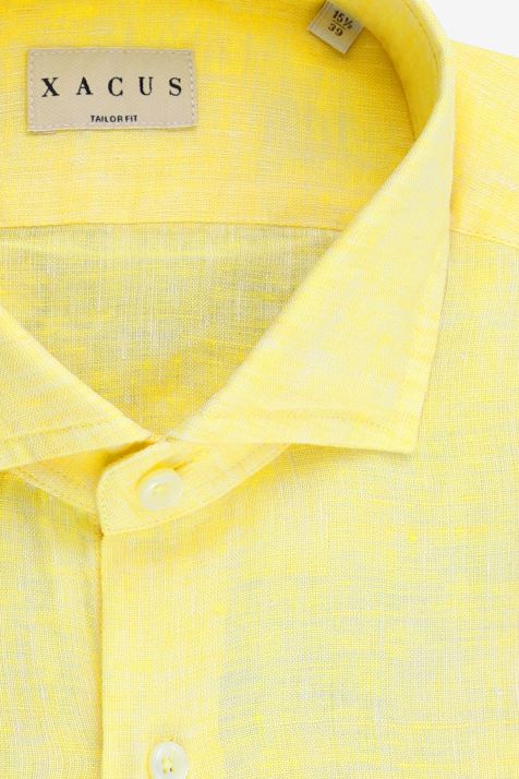 Camicia Uomo Xacus Regular Tinta unita 100% lino collo Francese Manica lunga