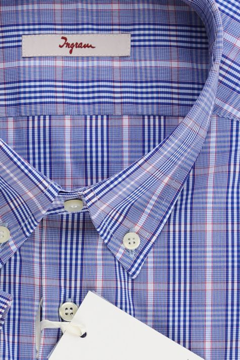 Camicia Uomo Ingram Regular Quadri 75% cotone 22% pa 3% ea collo Button down Manica corta