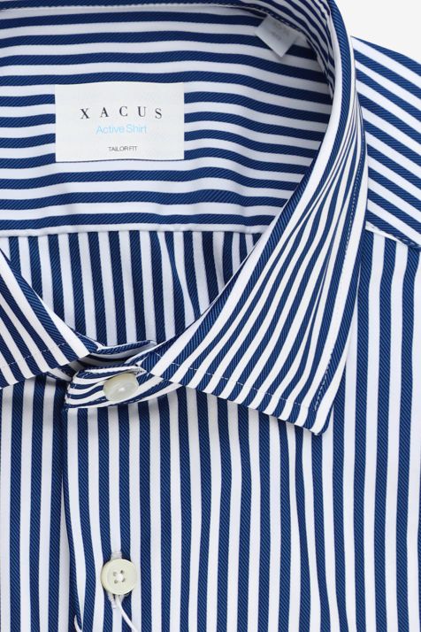 Camicia Uomo Xacus Regular Righe 86% poliammide 14% elastan collo Francese Manica lunga