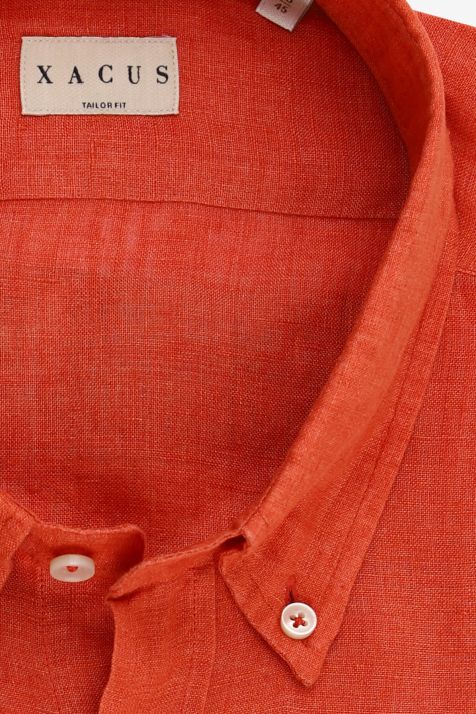 Camicia Uomo Xacus Regular Tinta unita 100% lino collo Button down Manica lunga