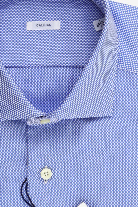 Camicia Uomo Caliban Regular Micro disegno 100% cotone collo Francese Manica lunga