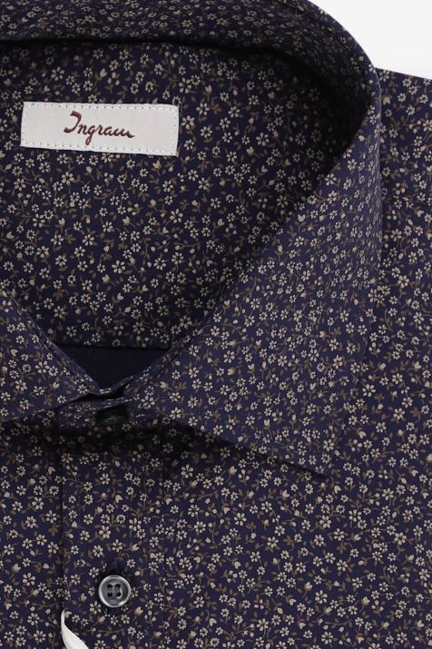 Camicia Uomo Ingram Classic Fantasia 100% cotone collo Francese Manica lunga