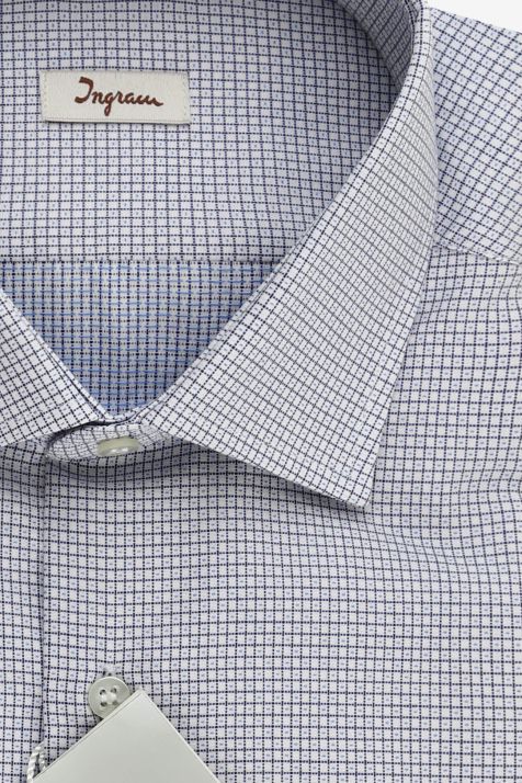 Camicia Uomo Ingram Regular Micro disegno 100% cotone collo Francese Manica lunga
