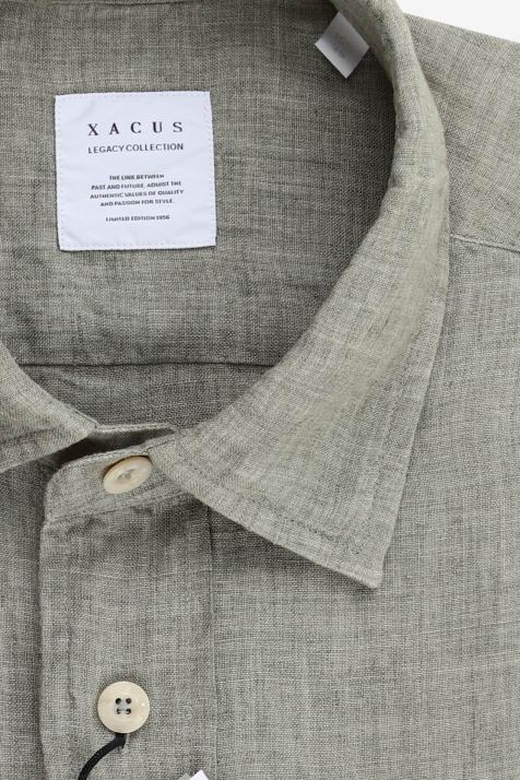 Camicia Uomo Xacus Regular Tinta unita 100% lino collo Italiano Manica lunga