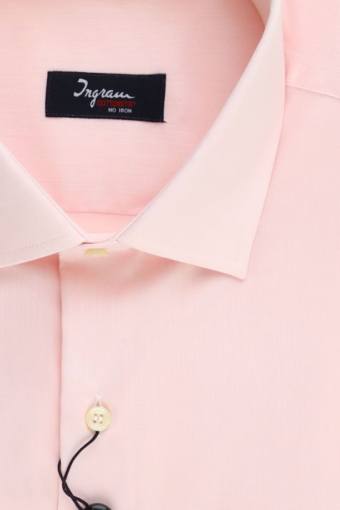 Camicia Uomo Ingram Classic No Stiro Tinta unita 100% cotone collo Francese Manica lunga
