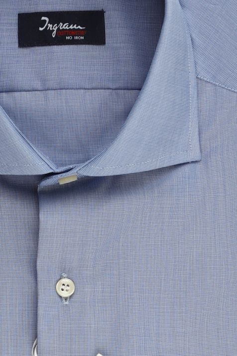 Camicia Uomo Ingram Slim No Stiro Tinta unita 100% cotone collo Francese Manica lunga