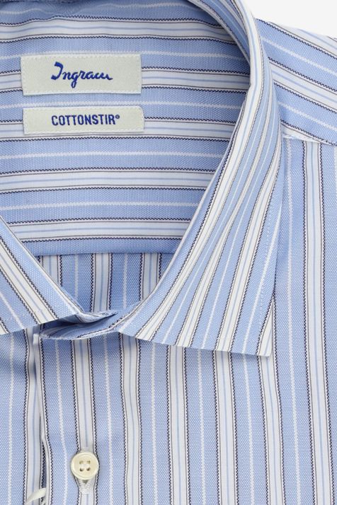 Camicia Uomo Ingram Classic No Stiro Righe 100% cotone collo Francese Manica lunga