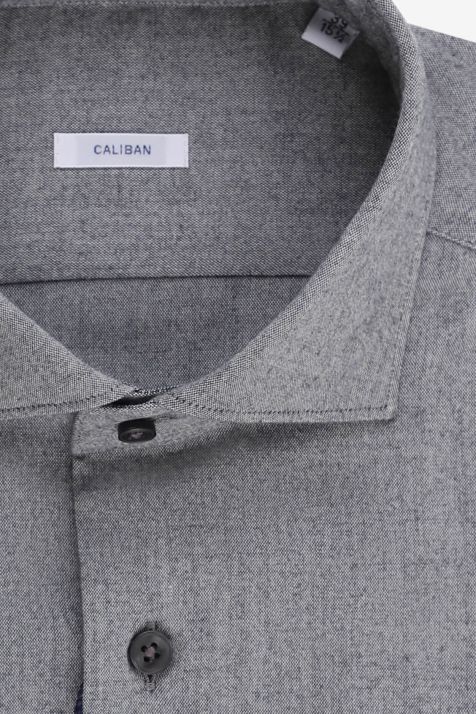 Camicia Uomo Caliban Regular Tinta unita 100% cotone collo Francese Manica lunga