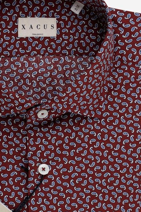 Camicia Uomo Xacus Regular Fantasia 100% Cotone lavato collo Francese Manica lunga
