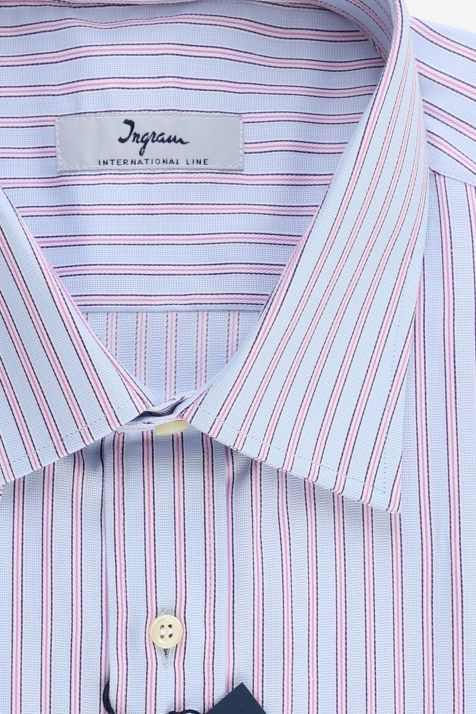 Camicia Uomo Ingram Classic Righe 100% cotone collo Italiano Manica corta
