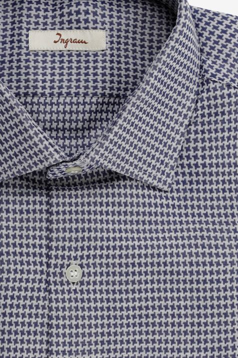 Camicia Uomo Ingram Slim Micro disegno 100% cotone collo Francese Manica lunga