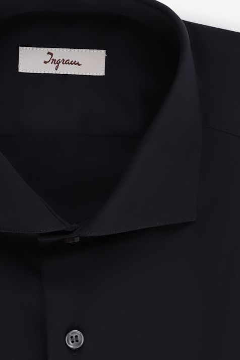 Camicia Uomo Ingram Slim Tinta unita 100% cotone collo Francese Manica lunga