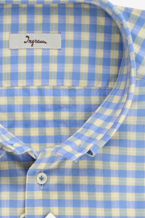 Camicia Uomo Ingram Regular Quadri 100% cotone collo Button down Manica lunga