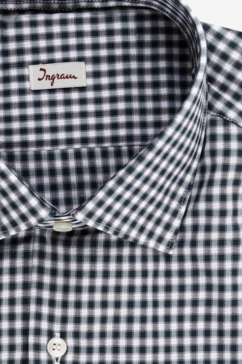 Camicia Uomo Ingram Slim Quadri 100% cotone collo Francese Manica lunga