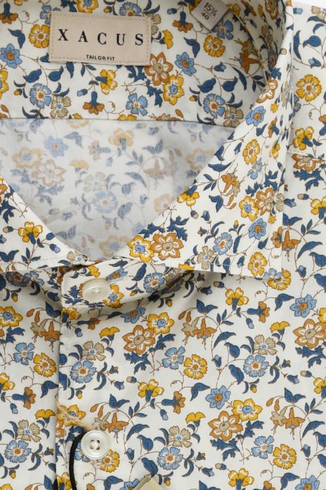 Camicia Uomo Xacus Regular Fantasia 100% cotone collo Francese Manica lunga