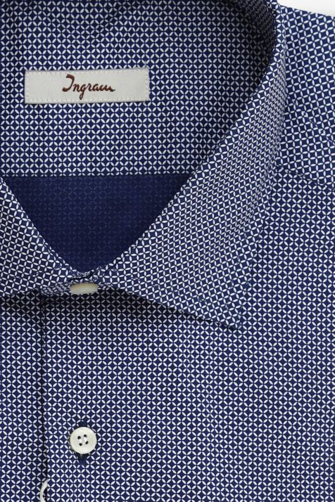 Camicia Uomo Ingram Regular Micro disegno 100% cotone collo Francese Manica lunga