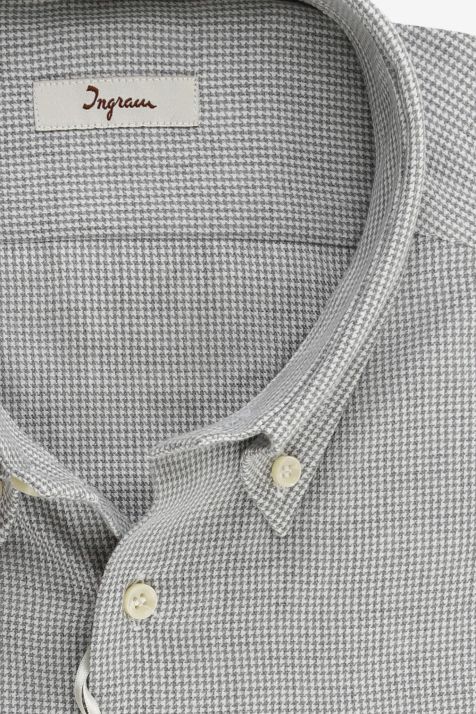 Camicia Uomo Ingram Regular Micro disegno 100% cotone collo Button down Manica lunga