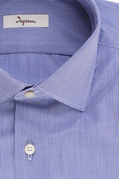 Camicia Uomo Ingram Slim Micro disegno 100% cotone collo Francese Manica lunga