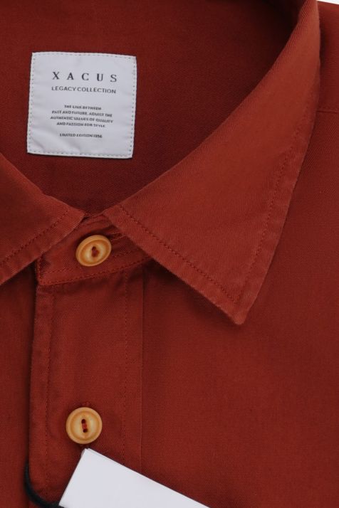 Camicia Uomo Xacus Regular Tinta unita 100% cotone collo Italiano Manica lunga