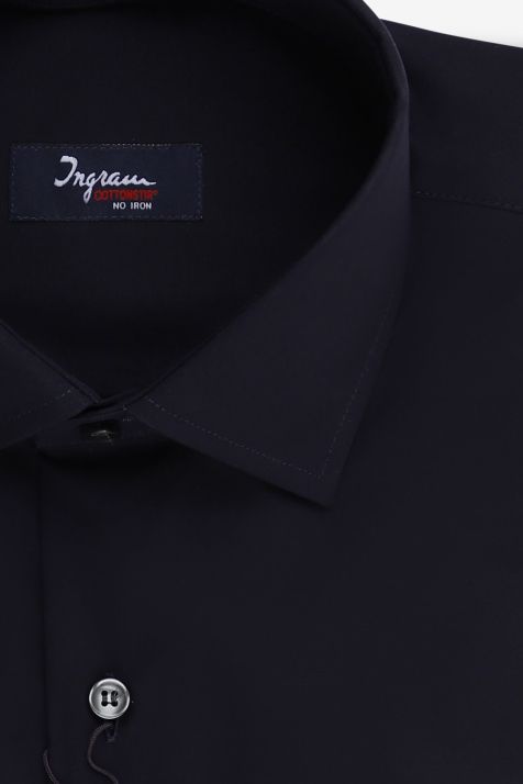 Camicia Uomo Ingram Classic No Stiro Tinta unita 100% cotone collo Francese Manica lunga
