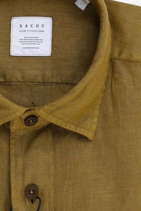 Camicia Uomo Xacus Regular Tinta unita 100% lino collo Francese Manica lunga