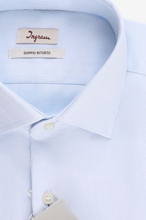 Camicia Uomo Ingram Slim Righe 100% cotone collo Francese Manica lunga