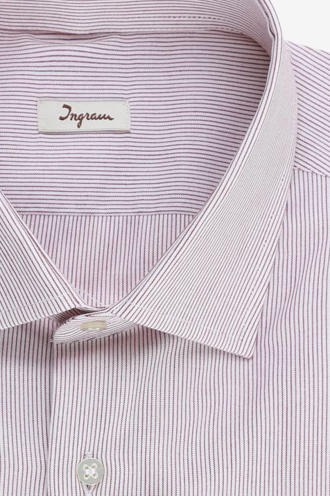 Camicia Uomo Ingram Slim Righe 100% cotone collo Francese Manica lunga