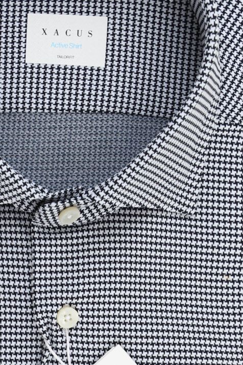 Camicia Uomo Xacus Regular Micro disegno 86% poliammide 14% elastan collo Francese Manica lunga