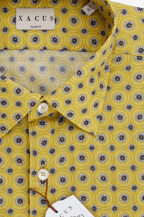 Camicia Uomo Xacus Regular Fantasia 100% cotone collo Italiano Manica lunga