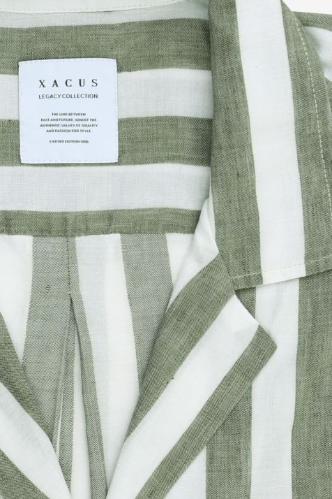 Camicia Uomo Xacus Regular Fantasia 58% cotone 42% lino collo Hawaii Manica corta