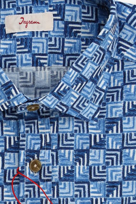 Camicia Uomo Ingram Regular Fantasia 100% cotone collo Francese Manica lunga