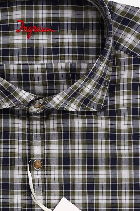 Camicia Uomo Ingram Slim Quadri 100% cotone collo Francese Manica lunga
