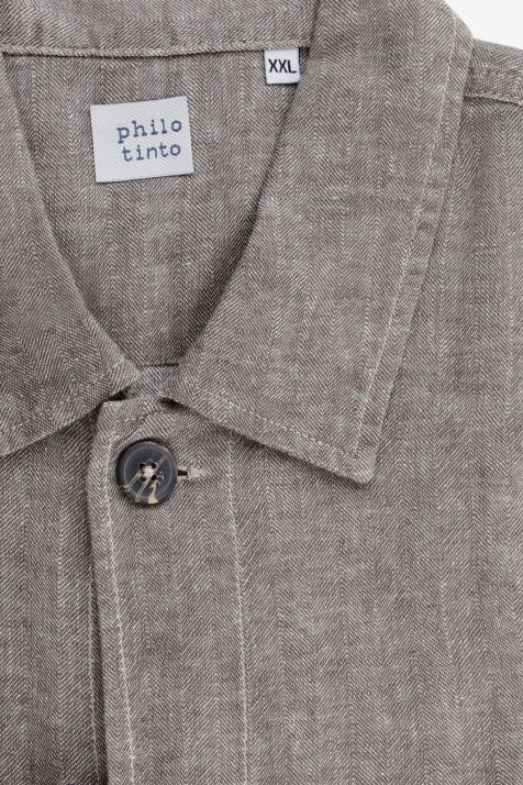 Camicia Uomo Philotinto Regular Tinta unita 56% lino 44% cotone collo Italiano Manica lunga