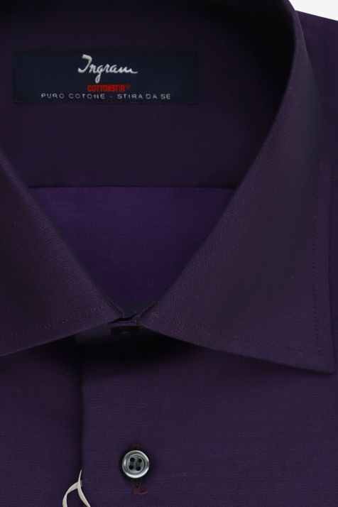 Camicia Uomo Ingram Regular No Stiro Tinta unita 100% cotone collo Italiano Manica lunga