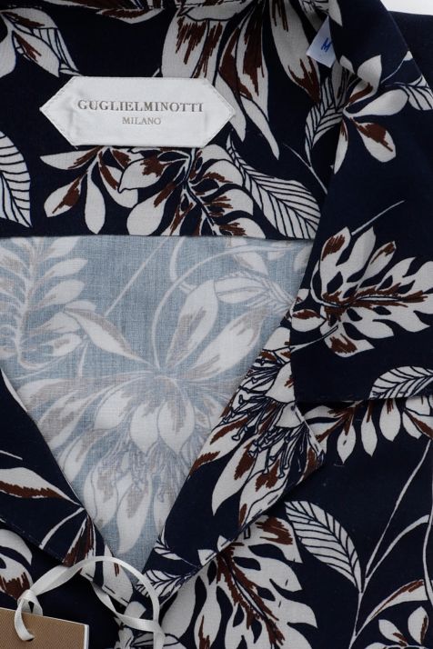 Camicia Uomo Guglielminotti Regular Fantasia 100% Viscosa collo Hawaii Manica corta