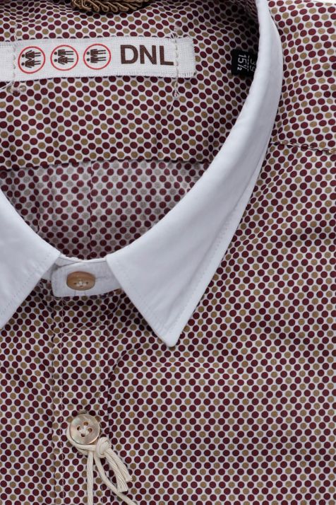 Camicia Uomo DNL Slim Micro disegno 100% cotone collo Italiano Manica lunga