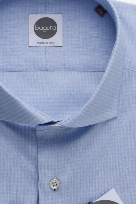 Camicia Uomo Bagutta Slim Micro disegno 100% cotone collo Francese Manica lunga
