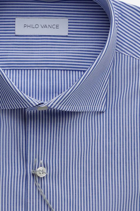 Camicia Uomo Philo Vance Slim Righe 100% cotone collo Francese Manica lunga