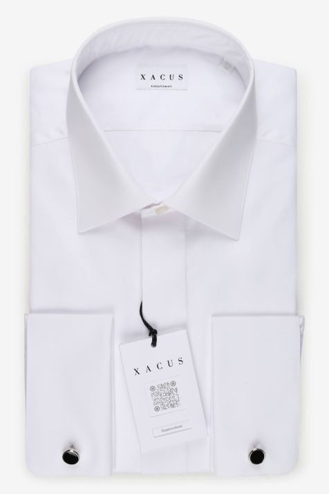Camicia Uomo Xacus Classic Tinta unita 100% cotone collo Italiano Manica lunga