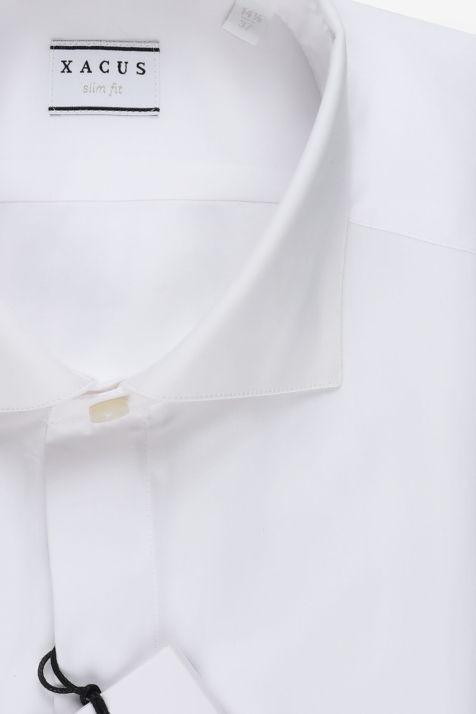 Camicia Uomo Xacus Slim Tinta unita 100% cotone collo Francese Manica lunga
