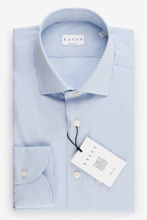 Camicia Uomo Xacus Classic Righe 100% cotone collo Francese Manica lunga